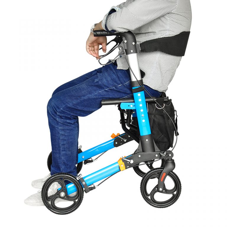 Aluminum Frame Rollator Walker with Seat 8 Wheels Easy Folding Senior Walker with Padded Backrest2