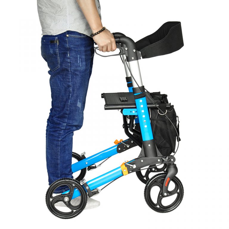 Aluminum Frame Rollator Walker with Seat 8 Wheels Easy Folding Senior Walker with Padded Backrest3