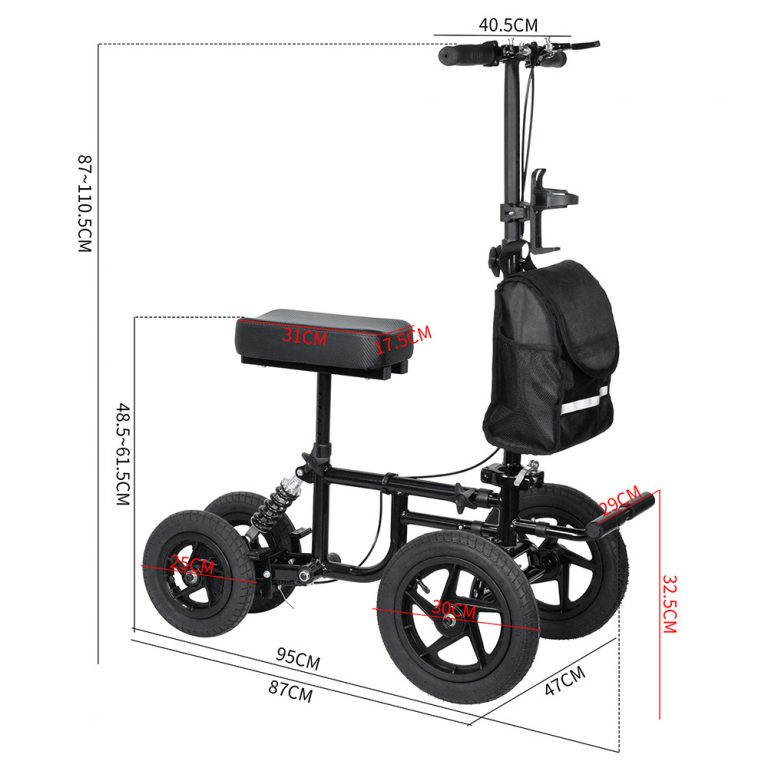 Wheels Medical Foldable Knee Walker Scooter with Pedal for Broken Foot Rest4