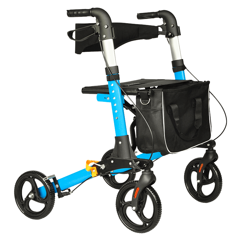 Aluminum Frame Rollator Walker with Seat 8 Wheels Easy Folding Senior Walker with Padded Backrest01