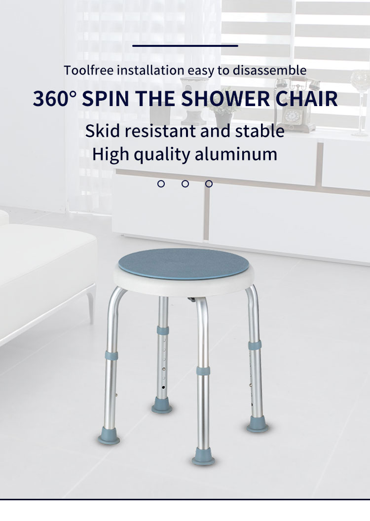 Bathroom Safety 360 Rotate Swivel Aluminum Bath Chair for Elderly Medical Handicapped Bathtub Shower Chair2