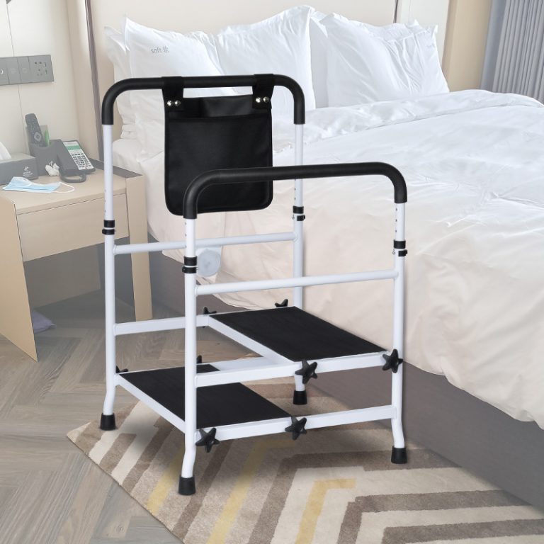 Rehabilitation Equipment Elderly Disabled Hospital Padded Large Foot Step Stool Hospital Step Stool with Handle Rail01