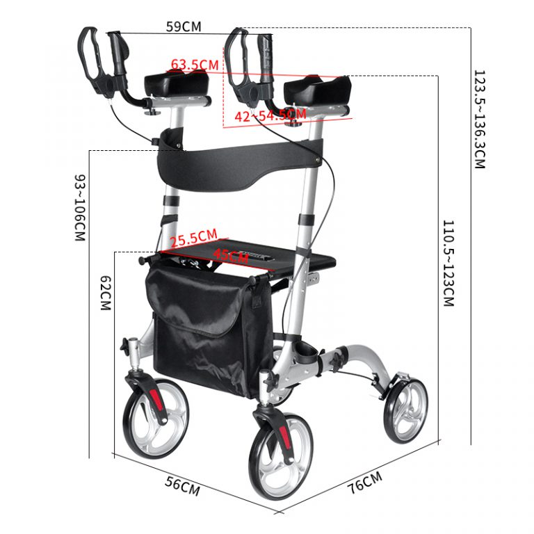 Medical Aluminum Stand Up Rollator Walkers with Armrest for Seniors04
