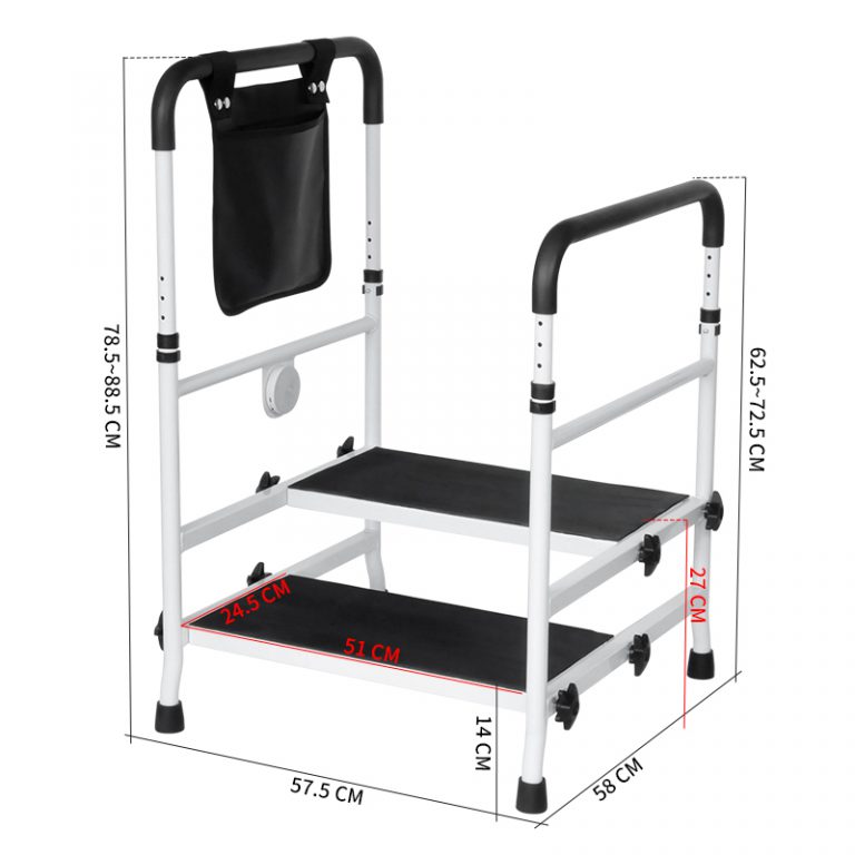 Rehabilitation Equipment Elderly Disabled Hospital Padded Large Foot Step Stool Hospital Step Stool with Handle Rail04