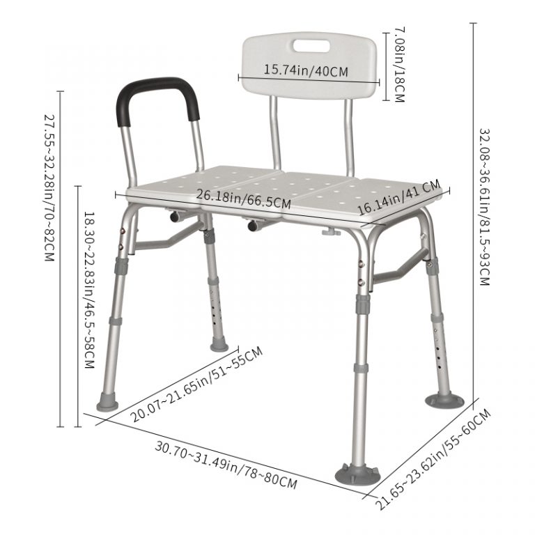Height Adjustable Shower Bench with Backrest, Shower Chair Bath Chair for Elderly and Seniors04