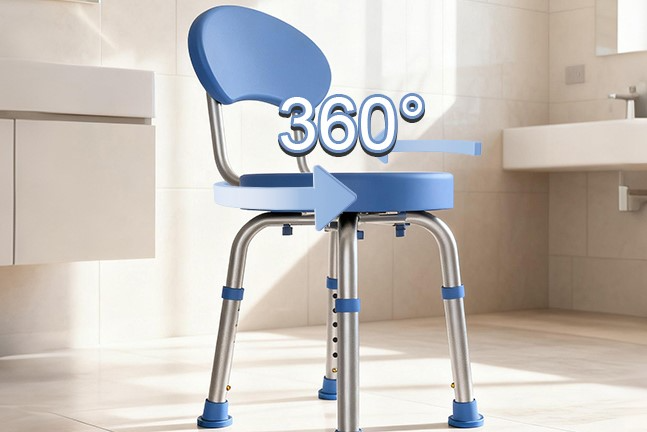 Adjustable 360 Swivel Bath Chair with Backrest