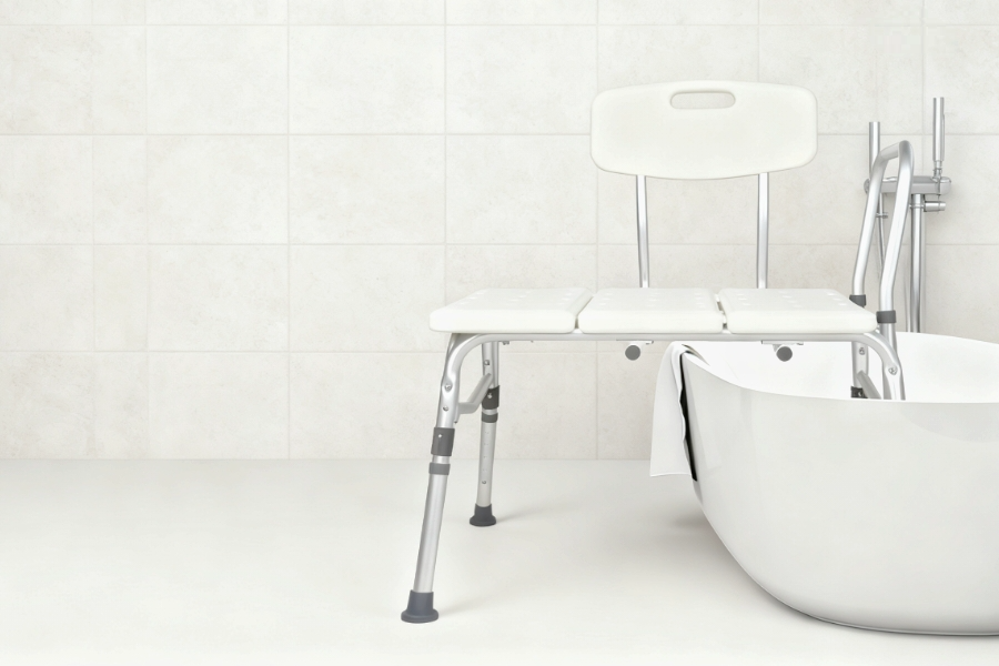 Height Adjustable Shower Bench with Backrest