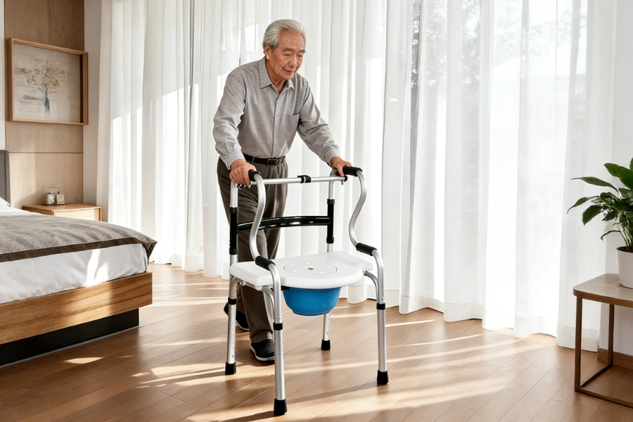Dual Folding 5-in-1 Bathroom Commode Walker