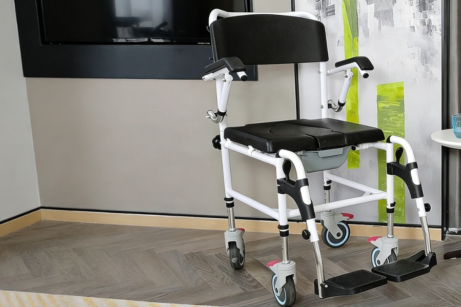 Bathroom Commode Toilet Chair Portable Folding Commode Wheelchair