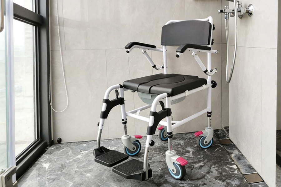 Bathroom Commode Toilet Chair Portable Wheelchair