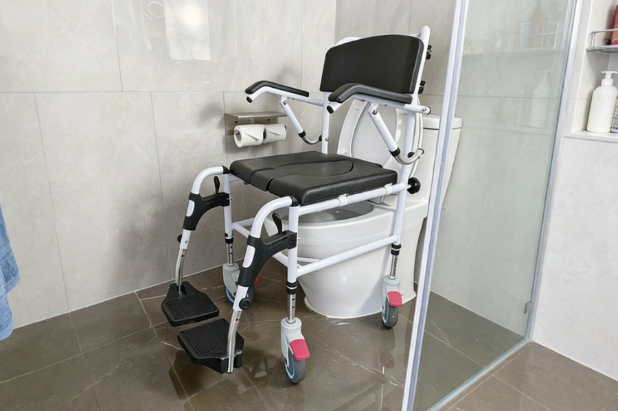 Commode Toilet Chair Portable Folding Commode Wheelchair