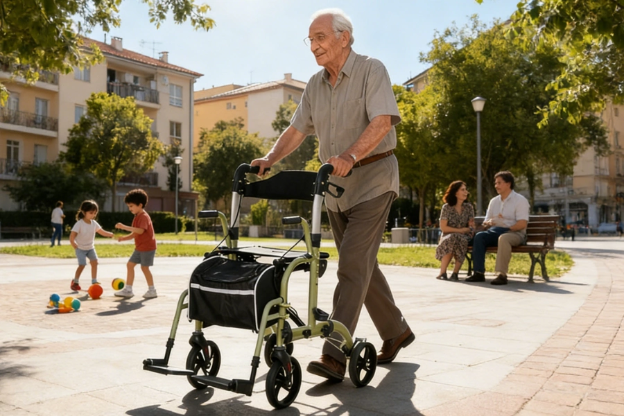 Medical Folding 2 in 1 Rollator Walker with Seat for Seniors