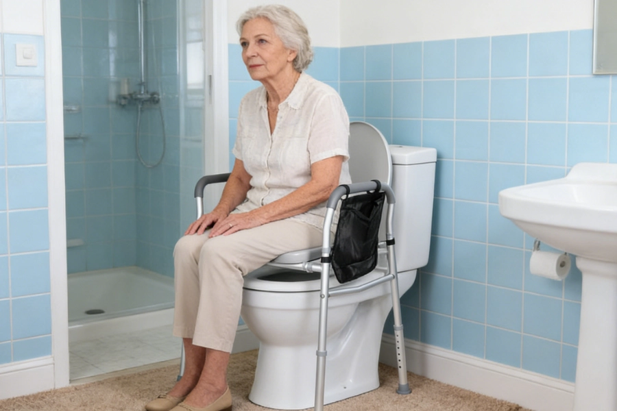 Portable Bathroom Toilet Chair Elderly Commode Chair With Bag