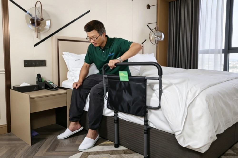 Bed Assist Grab Bar Handle with Storage Pocket