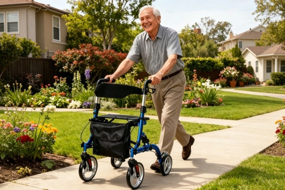 Lightweight Mobility Walking Aid Walkers Rollator with Shock Absorber