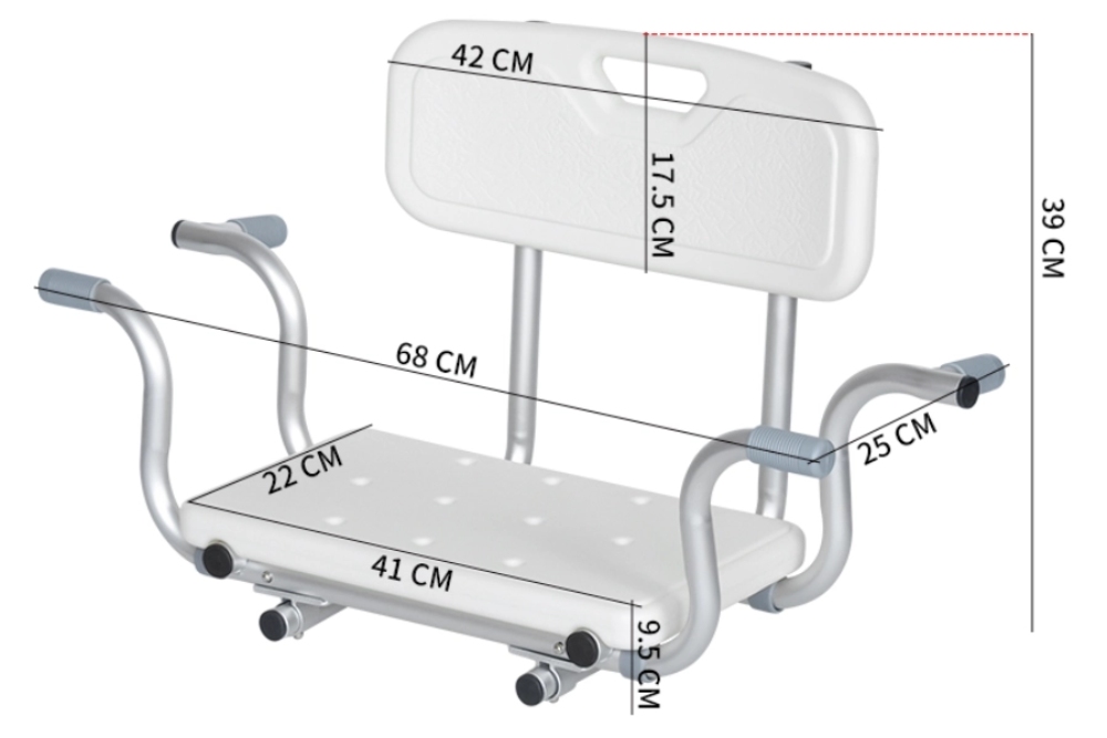 Bath Tub Shower Chair Heavy Duty Aluminum Alloy Bathtub Bathing Seat for Elderly