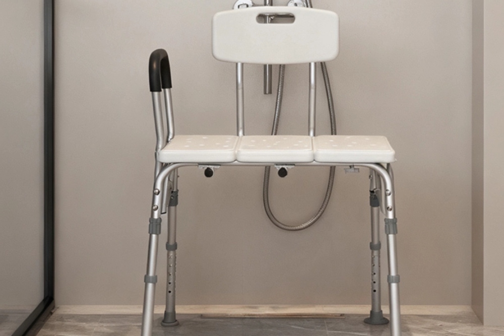 Height Adjustable Shower Bench with Backrest, Shower Chair Bath Chair for Elderly and Seniors