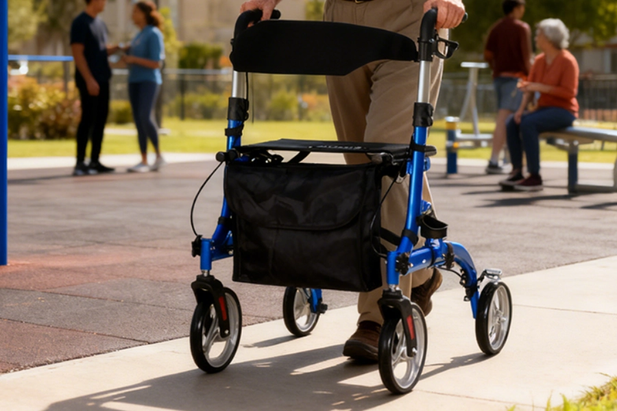 Lightweight Mobility Walking Aid Walkers Rollator with Shock Absorber for Disabled