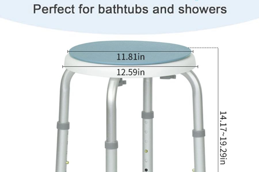 Bathroom Safety 360 Rotate Swivel Aluminum Bath Chair for Elderly Medical Handicapped Bathtub Shower Chair