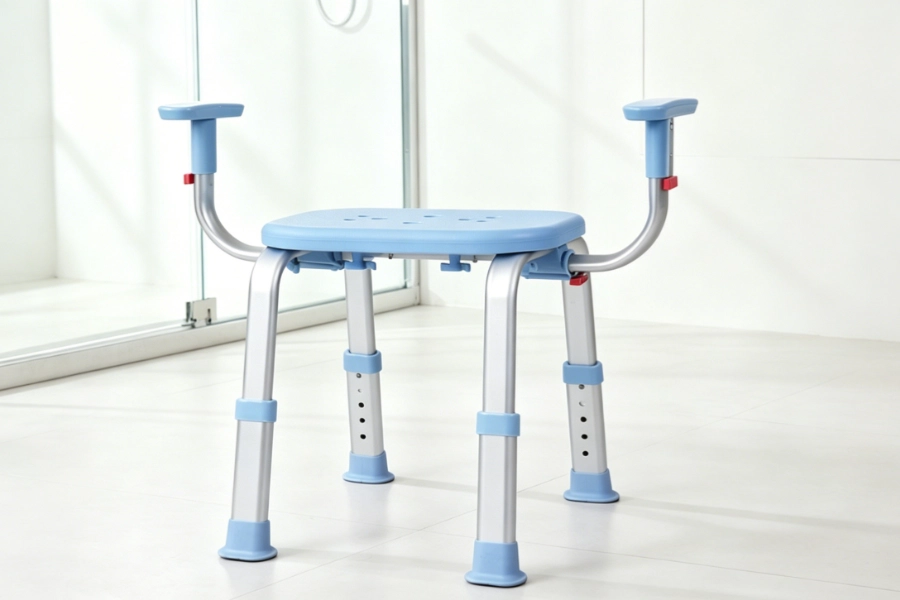 Portable Height Adjustable Tool Free Shower Chair with for Elderly and Disabled