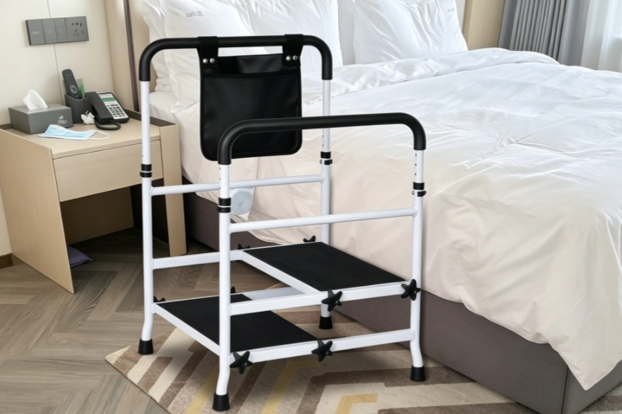 Rehabilitation Equipment Elderly Disabled Hospital Padded Large Foot Step Stool Hospital Step Stool with Handle Rail