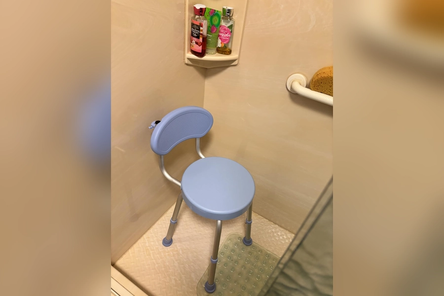 Adjustable 360 Swivel Bath Chair with Backrest for Elderly Disabled Bariatric Pregnant
