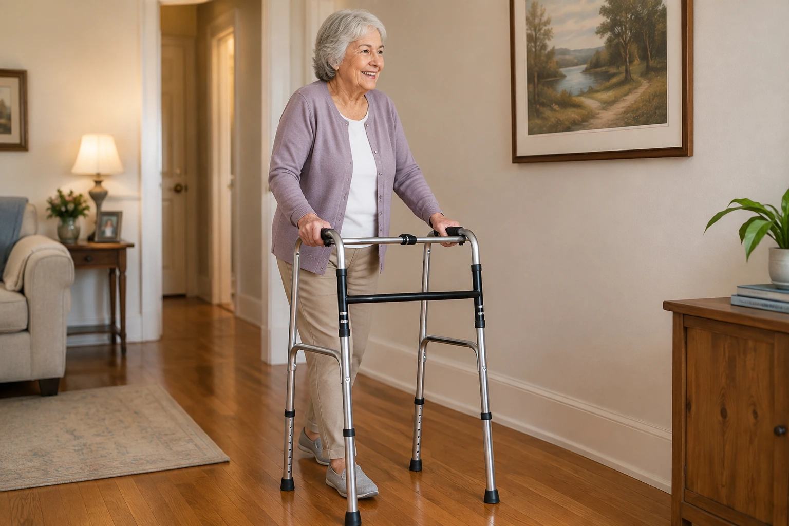 Foldable Adjustable Aluminum Walker For Elderly and Disabled