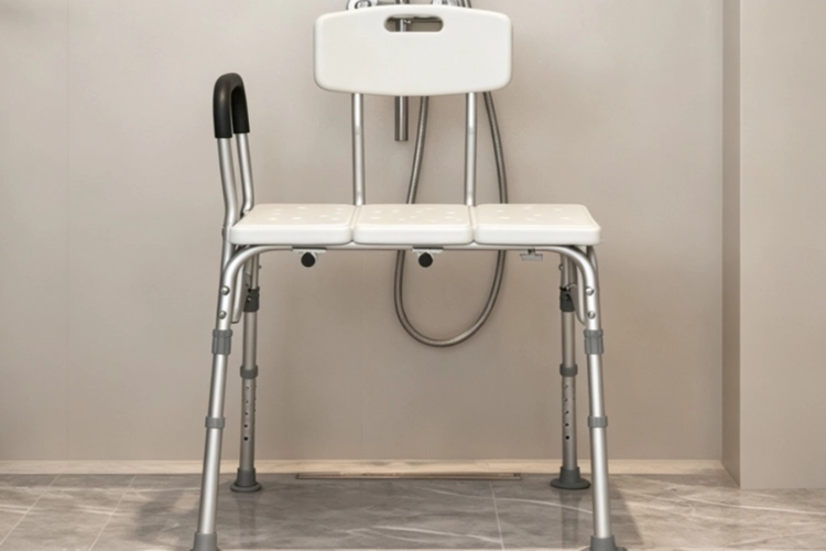 Height Adjustable Shower Bench with Backrest