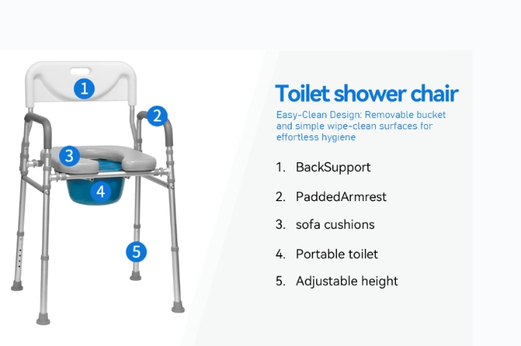 Raised Toilet Seat With Handles Adjustable 3 in 1 Commode Chair